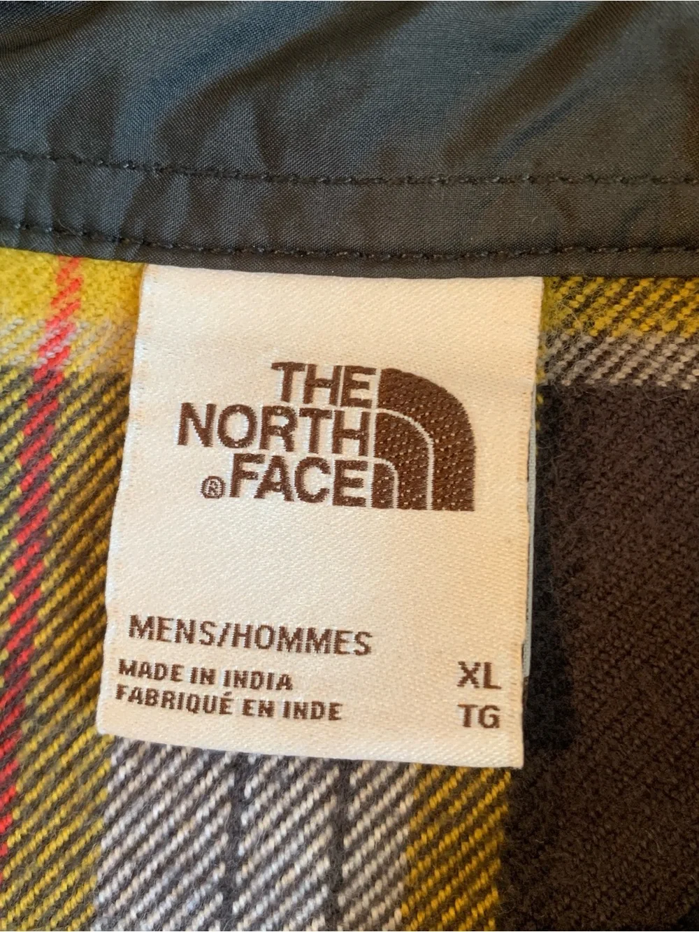 The North Face Yellow and Navy Plaid Button-Down Flannel Shirt